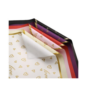 PAPEL COREANO CORAZONES CON BORDE DORADO - 20 UNIDADES