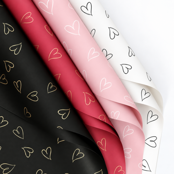 PAPEL COREANO LISO CON CORAZONES SIN BORDE PAPEL COREANO LISO CON CORAZONES – 20 UNIDADES