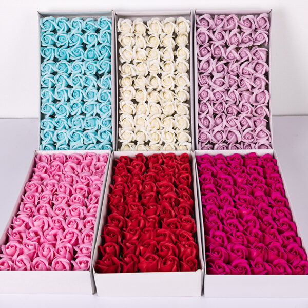 CAJA DE ROSAS DE JABON X 50 UNIDADES - ELEGIR COLOR