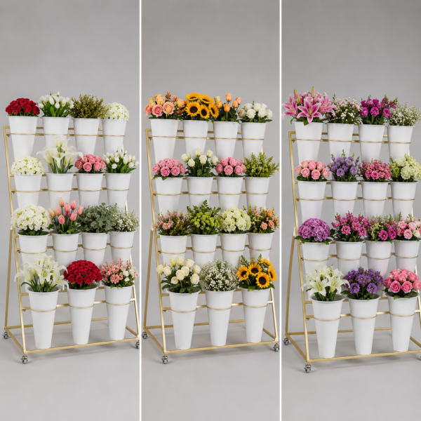 Estante Metálico Exhibidor Para Flores Con Ruedas #2