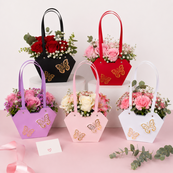 CARTERA PARA FLORES CON MARIPOSA X10 UNIDADES